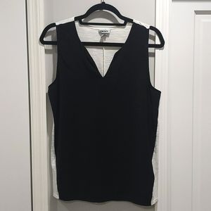 DKNY Sleeveless Split Neckline Blouse